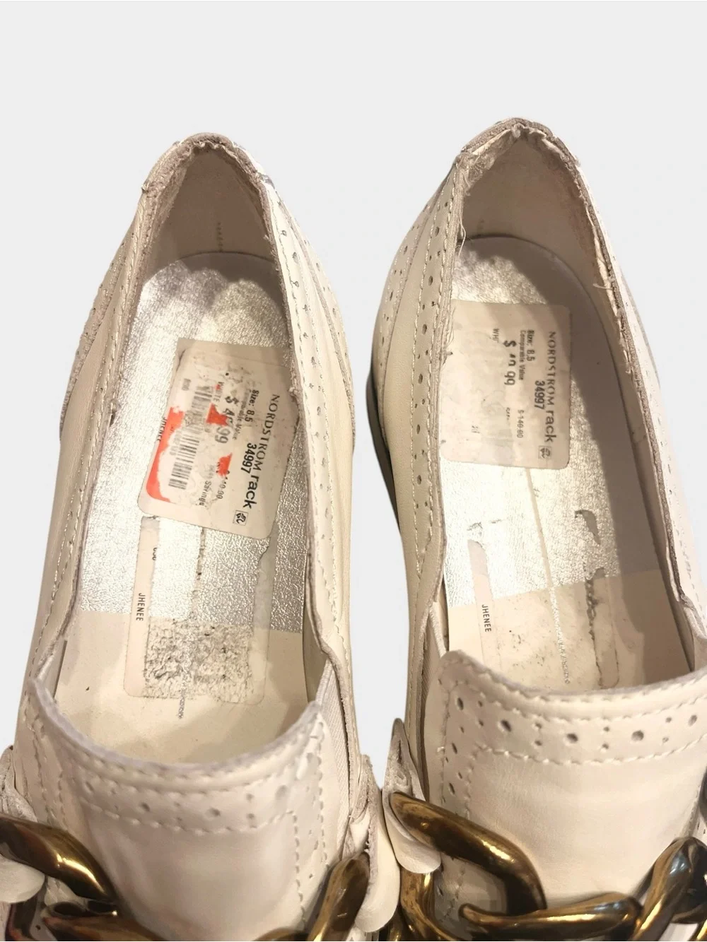 NWOT DOLCE VITA Jhenee Platform Loafers Cream Gold Chain Size 8.5